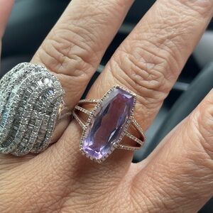 5.50 C LAVENDER AMETHYST natural stone w/ .73 VS diamonds ring in ROSE GOLD 14k